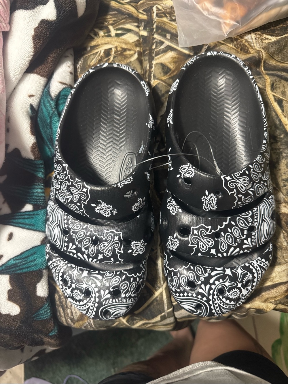 Keen Black Paisley Slip-On Clog Shoes